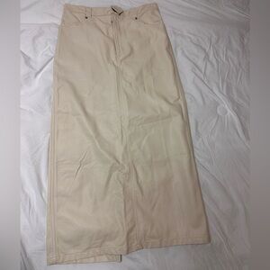 Free People Cream Maxi Faux Leather Skirt Sz 4 NWT A0314 B4